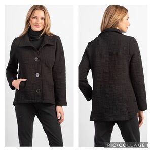 Habitat Black Box Quilt Cotton Blend Snap Front Jacket Size Small